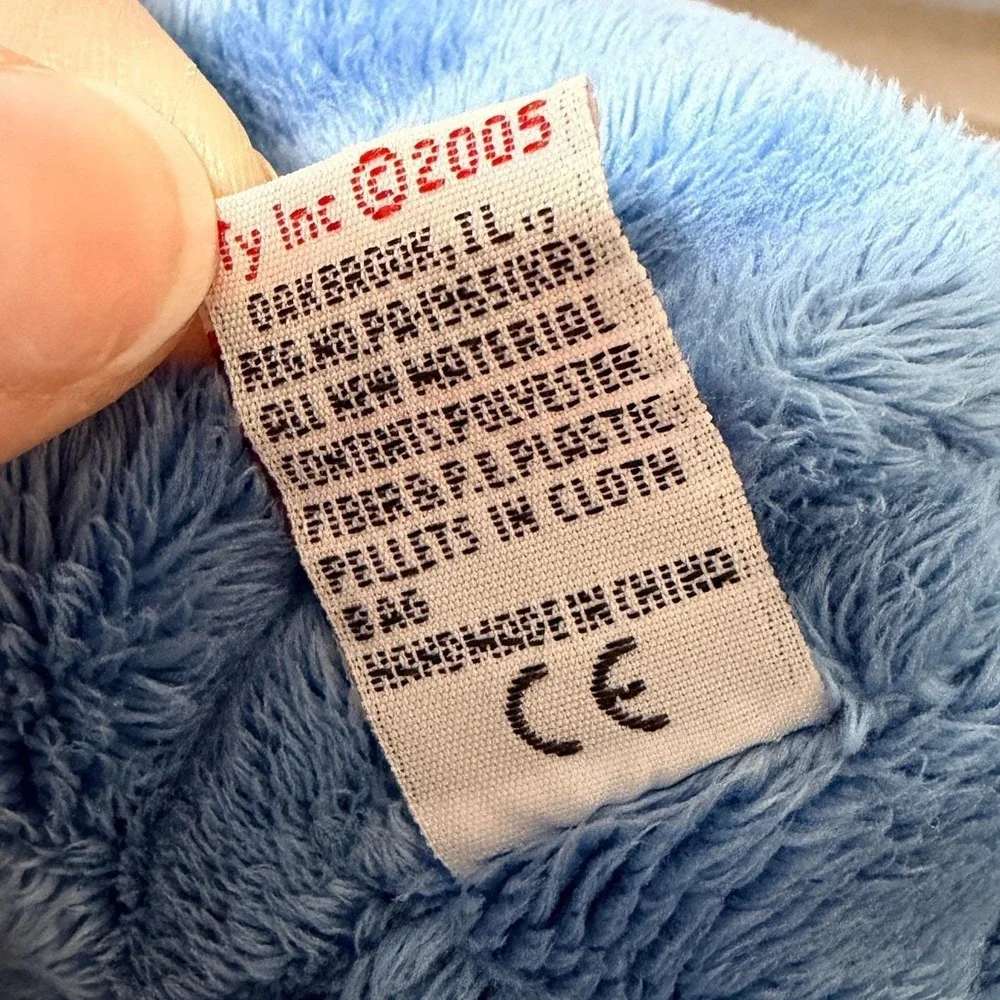 Ty Pluffies Jazzy the Mouse Blue Plush Stuffed Animal Toy 2005 7 inch